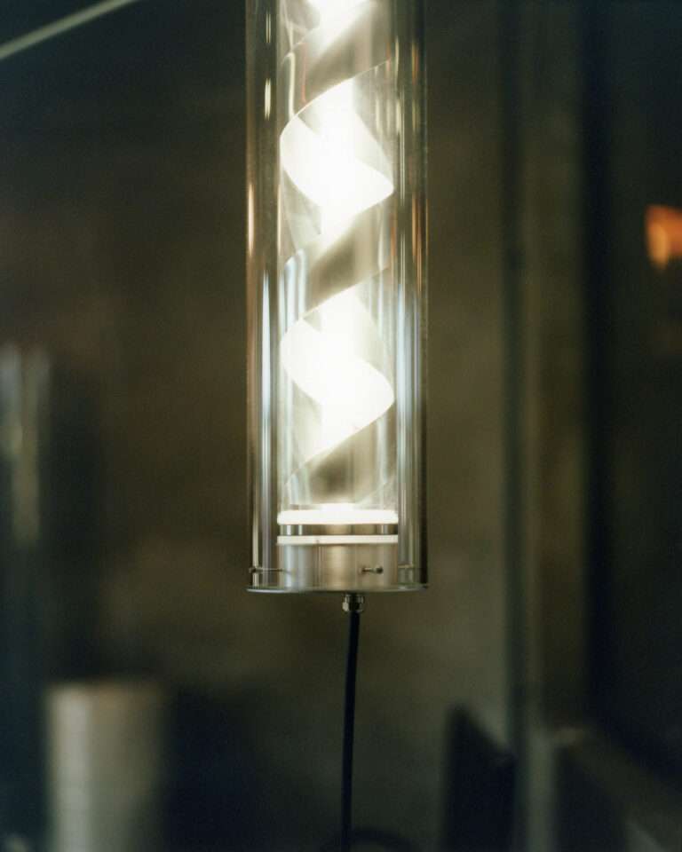 Final product: custom-designed lamp by Studio Elémentaires, featuring clean lines and innovative design