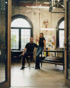 ortrait of the artist duo Studio Elémentaires in their atelier