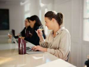 Portrait of Krug Champagne tasting expert in a natural, warm setting