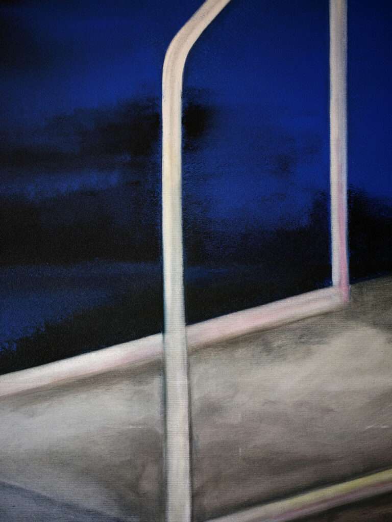 Deep blue tones and textured layers in Arnaud Kool's artwork